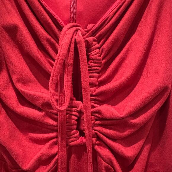 Hutch Cutout Tie Neck Sheath Midi Dress in Red Size 6 - Picture 8 of 10